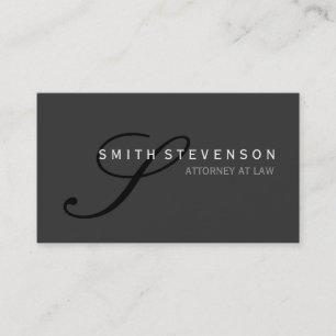 Unique Grey Black Monogram Standard Business Card