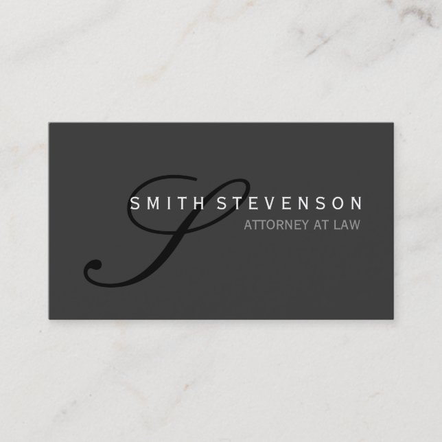 Unique Grey Black Monogram Standard Business Card (Front)