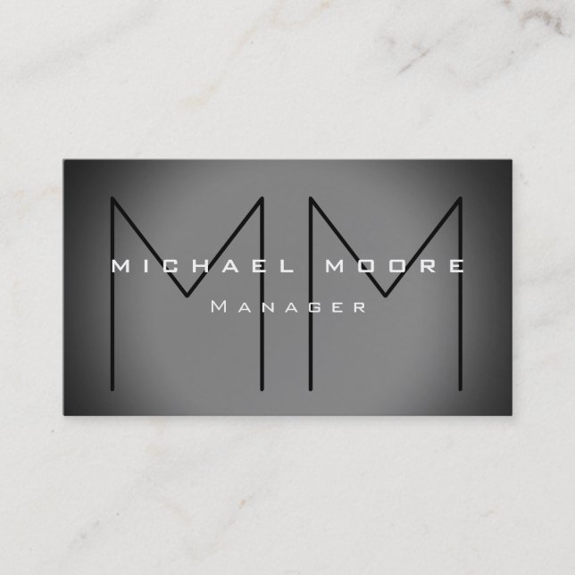 Unique Grey Chic Monogram Business Card (Front)
