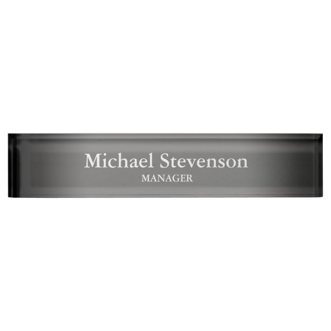 Unique Grey Elegant Modern Desk Nameplate (Front)