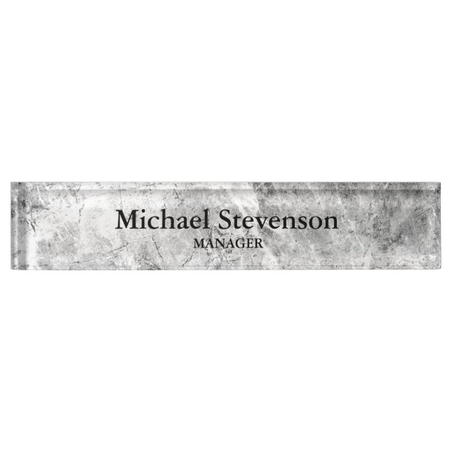 Unique Grey Elegant Modern Minimalist Nameplate (Front)
