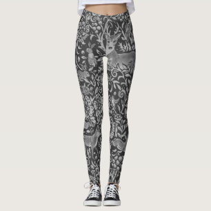 Unique Grey Forest Animal Fox Rabbit Owl Fantasy Leggings
