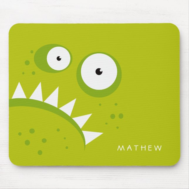 Unique Grumpy Angry Funny Scary Green Monster Mouse Pad (Front)