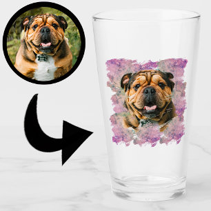Unique Grunge Pink Lilac Bulldog Dog Lover Photo Glass