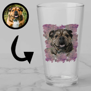 Unique Grunge Pink Lilac Bulldog Dog Lover Photo Glass