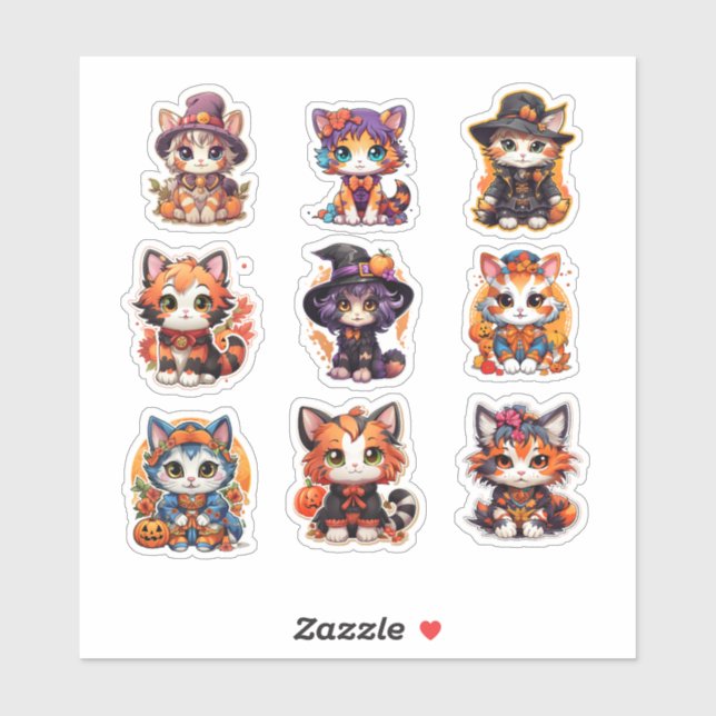 Unique Halloween cat Japanese style manga (Sheet)