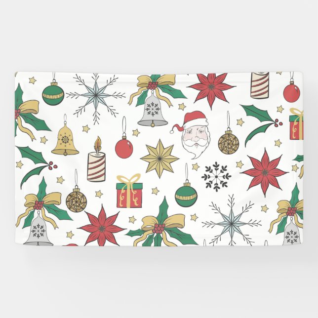 Unique Hand Dawn Christmas Doddles Design Banner (Horizontal)