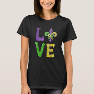 Unique Hand Drawn Fluer De Lis Mardi Gras Love Car T-Shirt