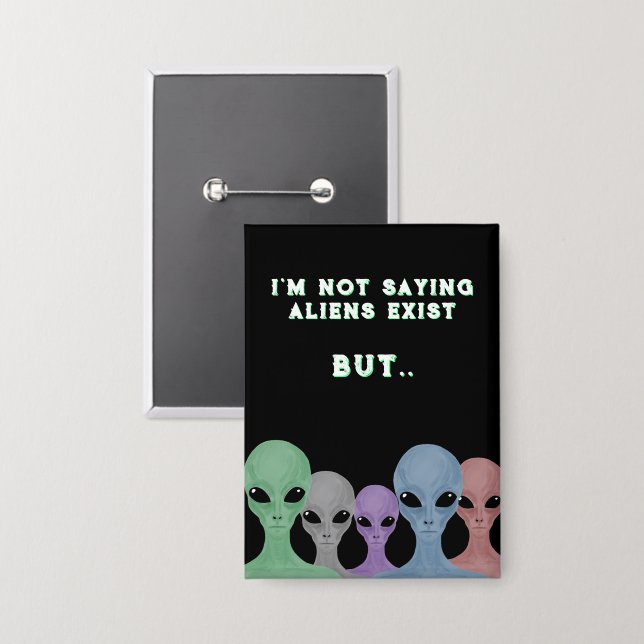 Unique Hand Drawn Multi Coloured Aliens Badge (Front/Back)