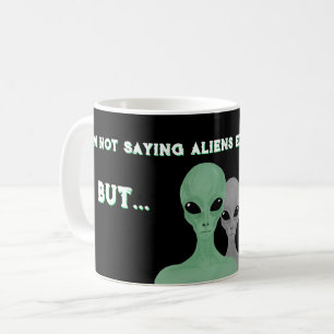 Unique Hand Drawn Multi Coloured Aliens Coffee Mug