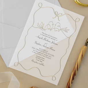 Unique Hand Drawn Romantic Wedding Acrylic Invitations