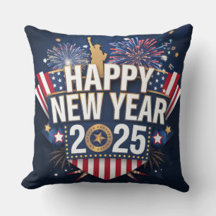 Unique Happy New Year 2025 Design. Throw Pillow