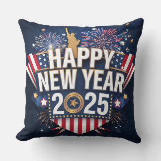 Unique Happy New Year 2025 Design.  Throw Pillow