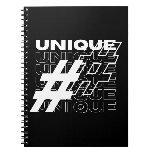 Unique Hashtag Typography Notebook (Front)