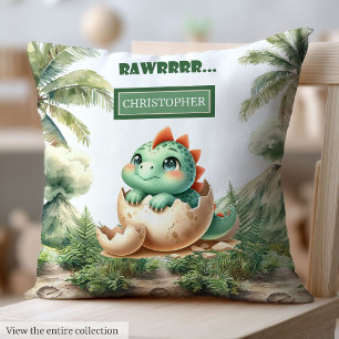 Unique Hatching Soon Baby Dinosaur Personalized   Throw Pillow