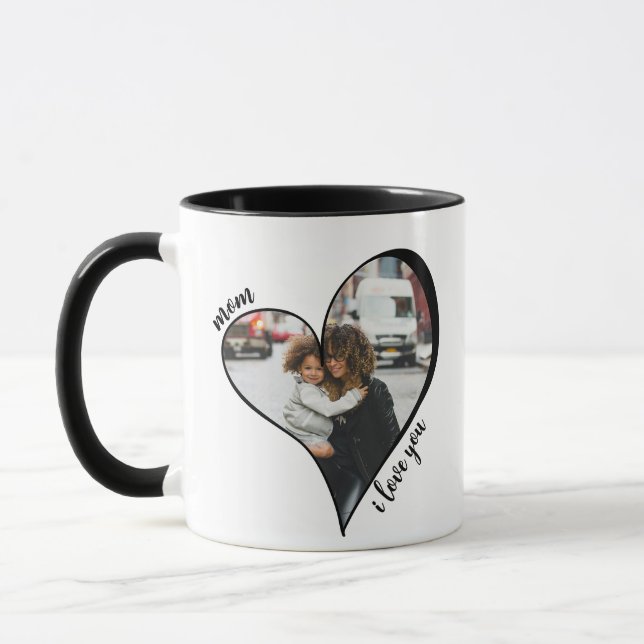 Unique Heart Mom I Love You Custom Photo Mug (Left)