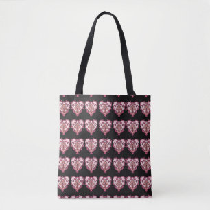 Unique heart tote bag, book bag, grocery bag