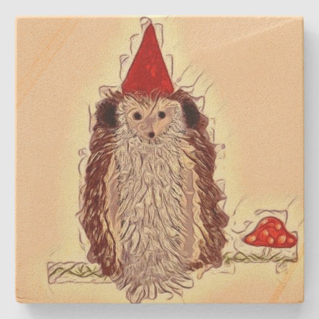 Unique Hedgehog Garden Gnome Coaster (Front)