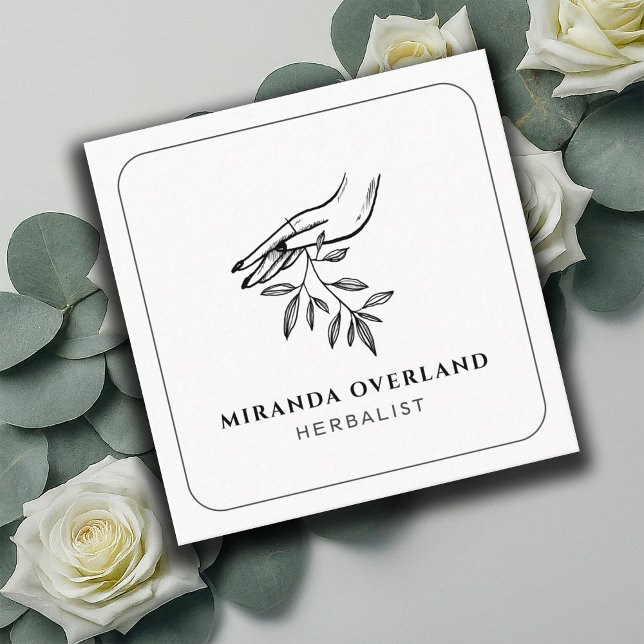 Unique Herbalist Naturopath Botanical Leaves  Square Business Card (Creator Uploaded)