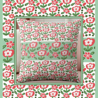 Unique Holiday Flower Pattern Throw Pillow