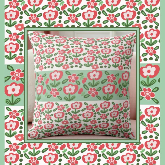 Unique Holiday Flower Pattern Throw Pillow (Creator Uploaded)