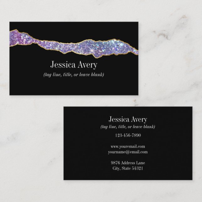 Unique Holographic Glitter Beauty Salon Business Card (Front/Back)