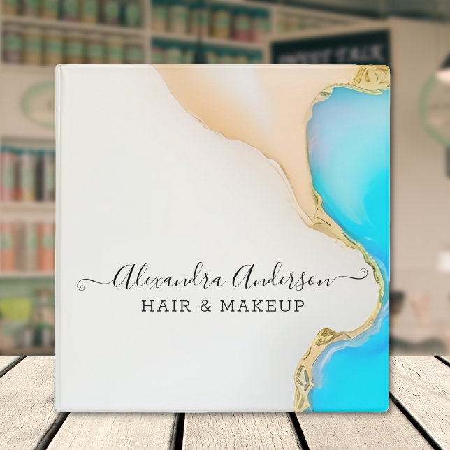 Unique Holographic Opal Agate Gold Details  Binder (Unique Holographic Opal Agate Gold Details 3 Ring Binder)