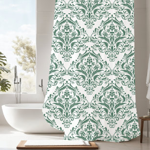 Unique Hunter Green & White Classic Damask Pattern