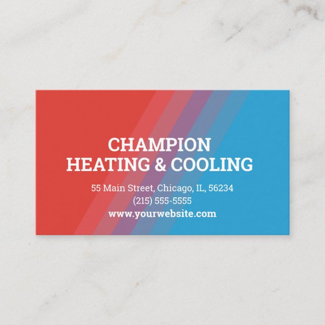Unique HVAC Red and Blue Business Card (Front)
