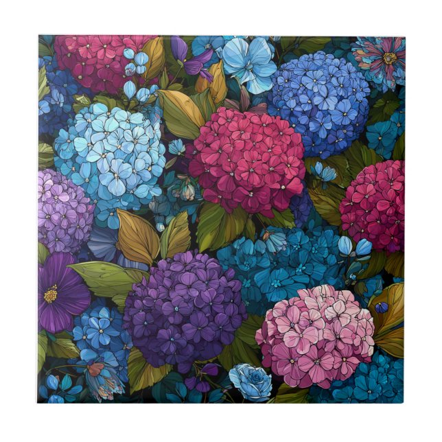 Unique Hydrangeas Ceramic Tiles  For Cozy Interior (Front)