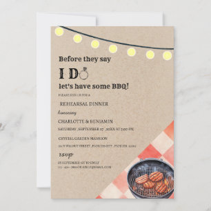 Unique  I Do BBQ  Rehearsal Dinner Invitation