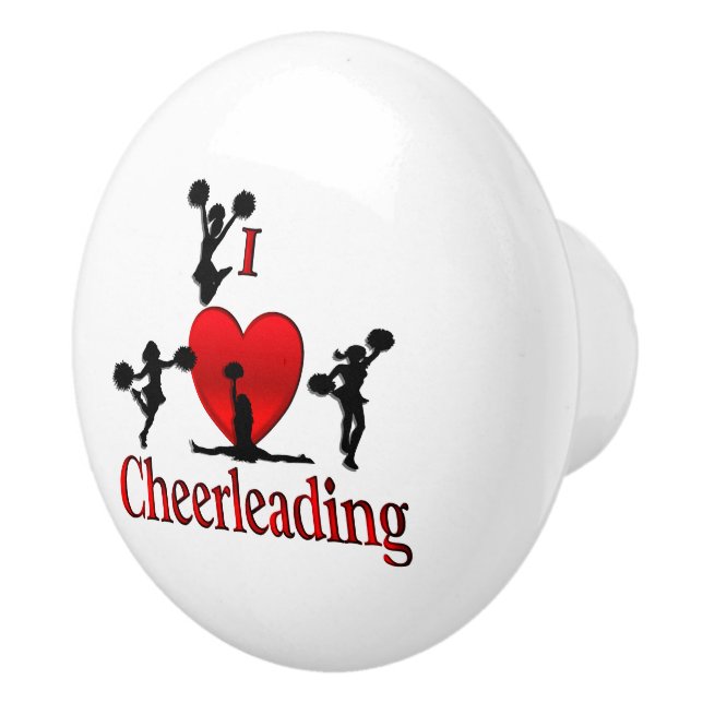 Unique I Heart Cheerleading Ceramic Knob (Right)
