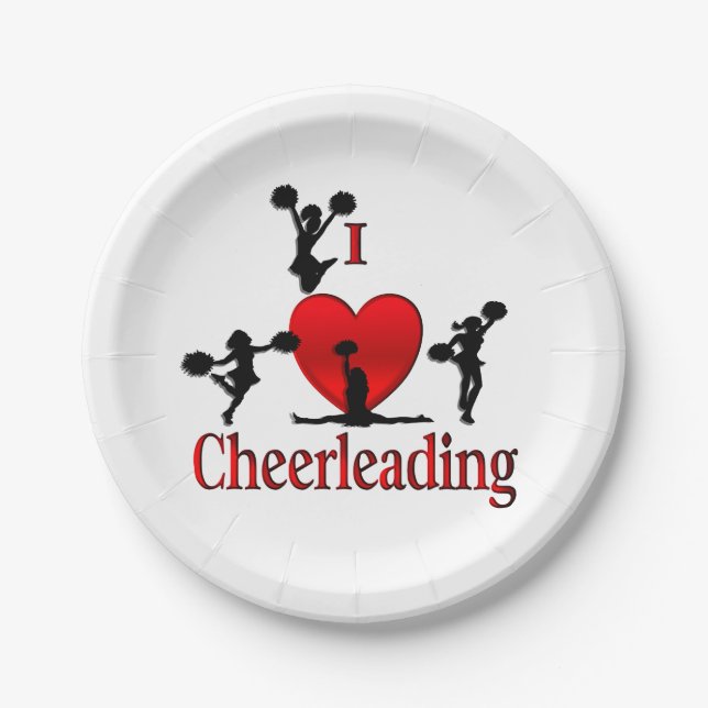 Unique I Heart Cheerleading Paper Plate (Front)