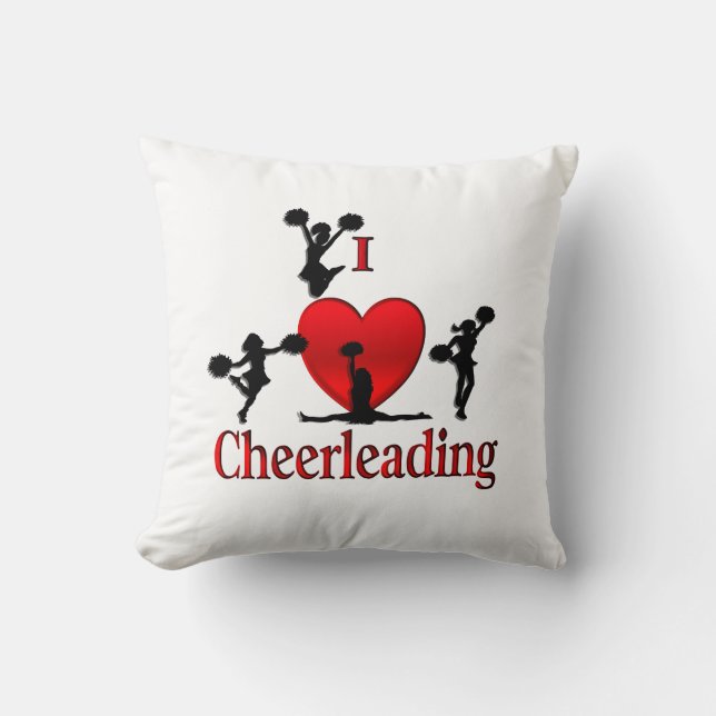 Unique I Heart Cheerleading Throw Pillow (Front)