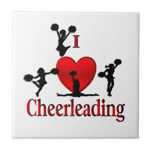 Unique I Heart Cheerleading Tile