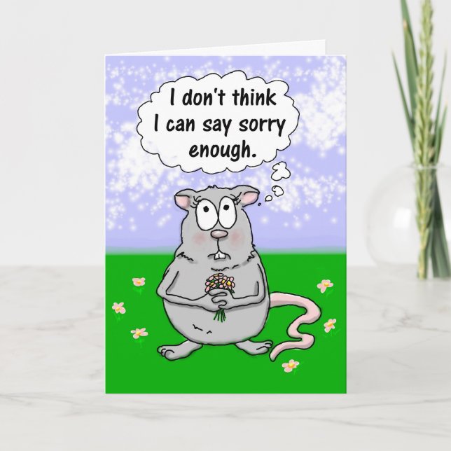 Unique I'm Sorry Apology Mouse Flowers Card (Front)