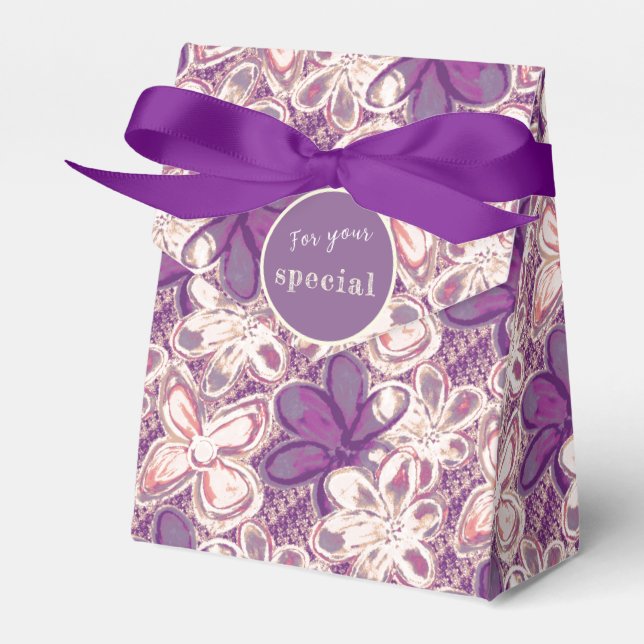 Unique in glam/purple floral  favor box (Front Side)