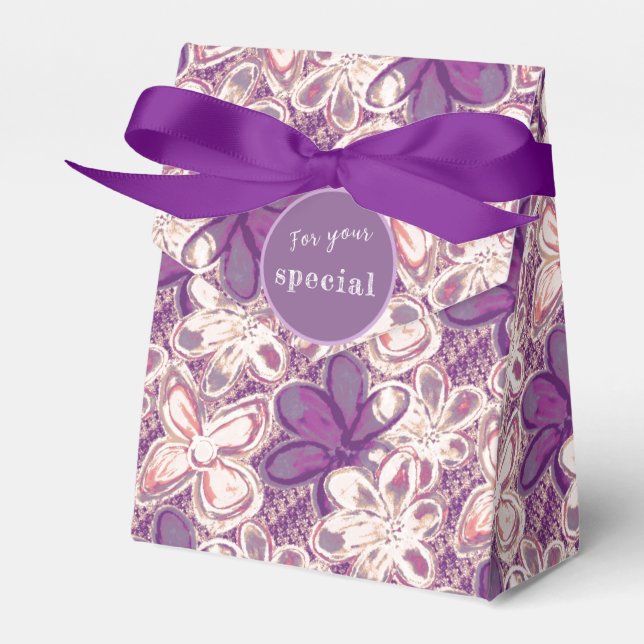 Unique in glam/purple floral  favor box (Front Side)