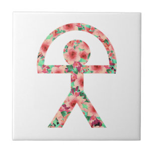Unique Indalo Man in Floral Design Tile