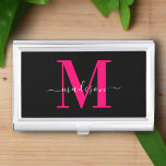 Unique Initial Name l Bold Pink & Black Typography Business Card Holder<br><div class="desc">A unique initial name business card case featuring bold pink and black typography. The personalized initials are displayed in a modern,  eye-catching font,  creating a stylish and professional look. Perfect for carrying and organizing your business cards with a personal touch.</div>