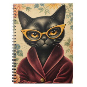 Unique Kitty in Bathrobe and Glasses Notebook