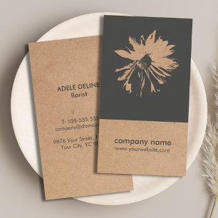 Unique Kraft Paper (printed) Flower Pattern Floral Business Card