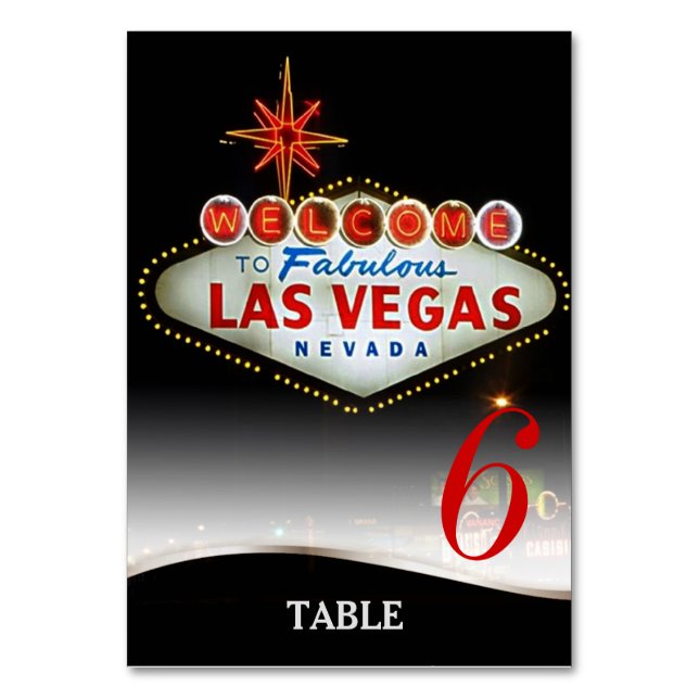 Unique Las Vegas Wedding Menu+Table Table Number (Front)