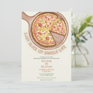 Unique last slice of single life rehearsal dinner invitation