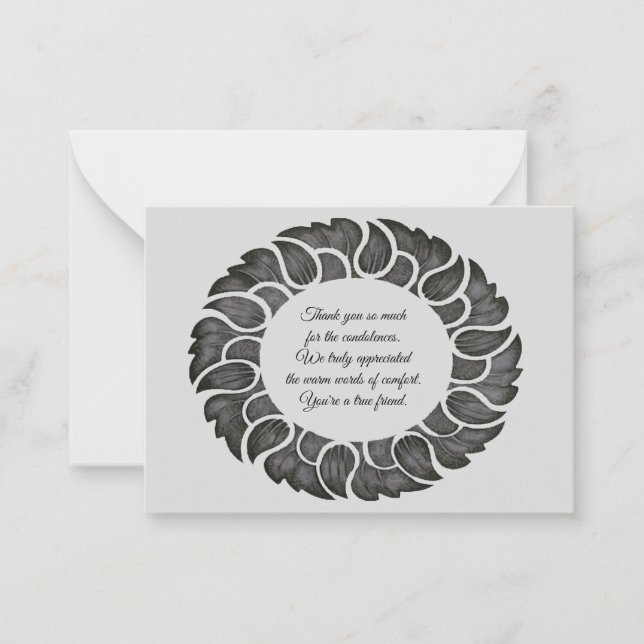 Unique Leaf Frame After Funeral Thank You Cards (Front)