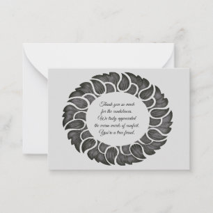 Unique Leaf Frame After Funeral Thank You Cards