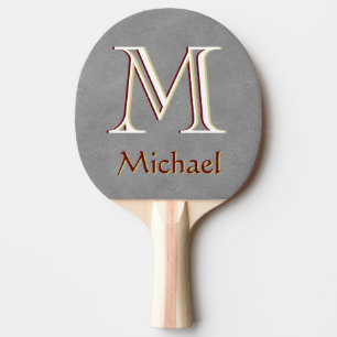 Unique Leather Look Tri-Colour Monogram with Name  Ping Pong Paddle