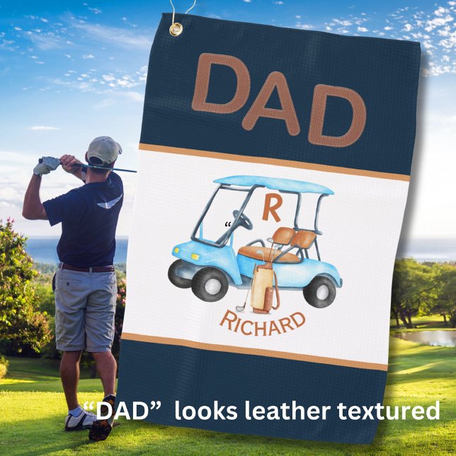 Unique Leather Stitched Look DAD Golf Cart Initial Towel (Creator Uploaded)