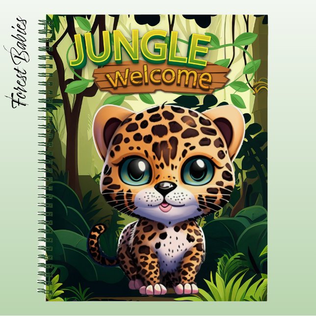 Unique Leopard  Whimsical Kitty Character Cat 🐆 Notebook (Cute Leopard Notebook, Woodland Wildlife Animal Cat Stationery, Kitty Graphic Kitten Character 🐆)
