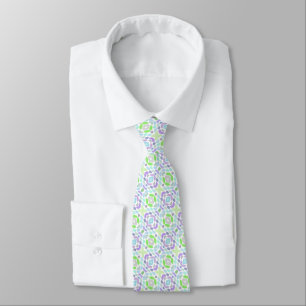Unique Light Blue Pink Violet Lime Green Tribal Tie